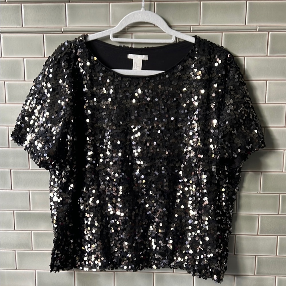 Sequin Black Top